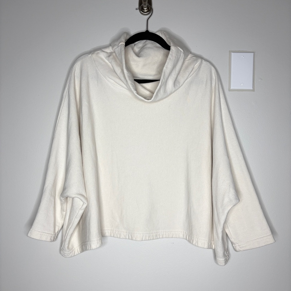 Bryn Walker Astrid Shirt Bamboo Fleece Cowl Dolman Relaxed In Ivory Cream Size S